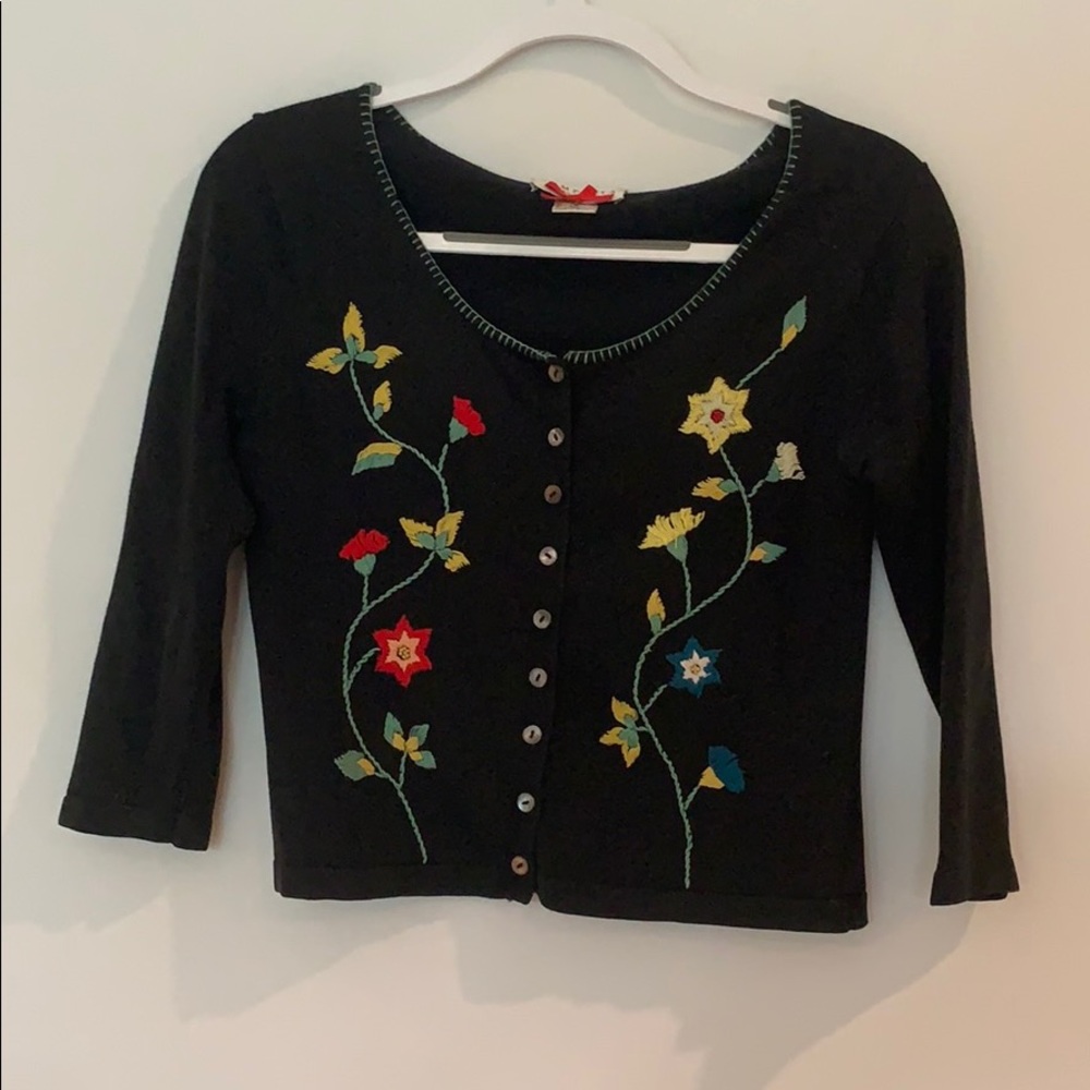 Black embroidered cardigan
